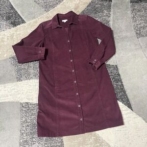 J Jill Corduroy Shirt‎ Dress Women Small Petite Red Button Up Pockets Lagenlook